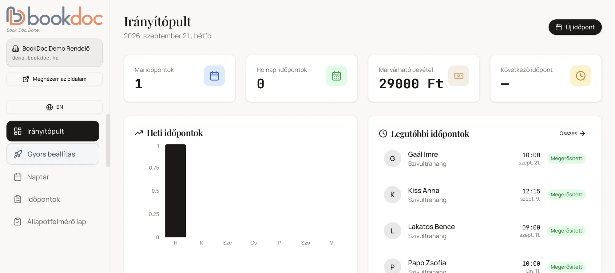 A Bookdoc kezelőfelületének bemutatóképe